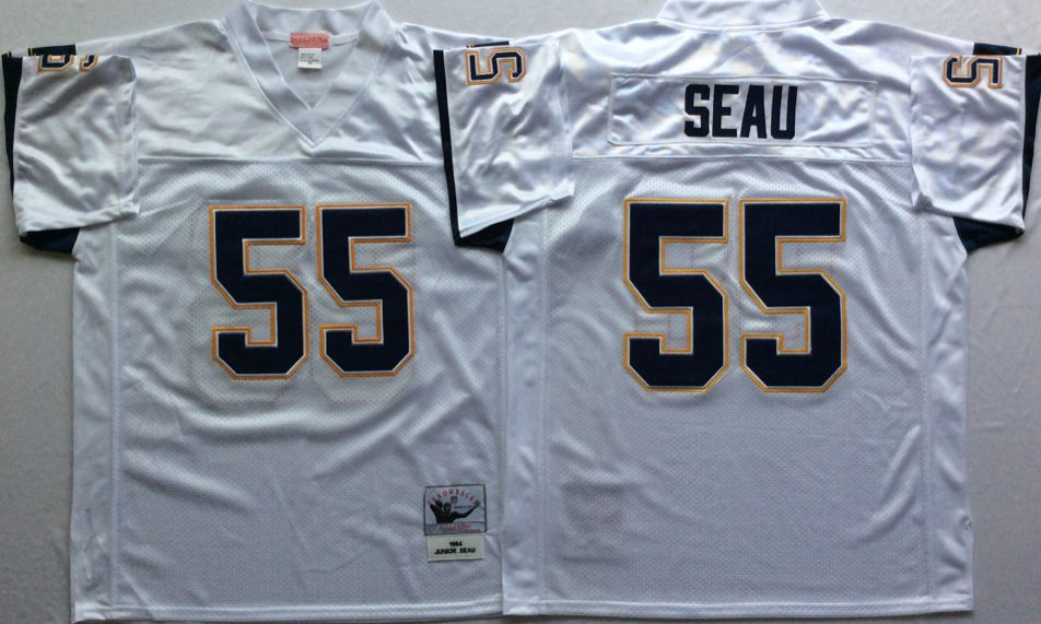 Men NFL Los Angeles Chargers #55 Seau white Mitchell Ness jerseys